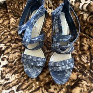 Anne Michelle Denim Blue Strappy Sandals